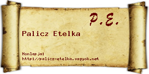 Palicz Etelka névjegykártya